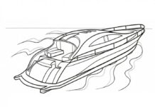 kolorowanka szybka łódź motorowa do druku online
