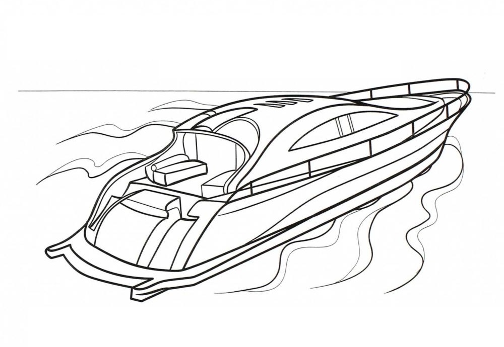 Speedboat. Coloring book page. Cartoon vector illustration. #Ad ,  #Affiliate, #book#Coloring#Speedboat#page