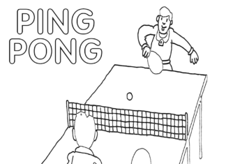 foglio da colorare tennis da tavolo - ping pong stampabile per bambini