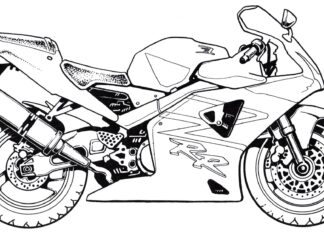 Motorcykel racerbane til udskrivning, malebog til farvelægning