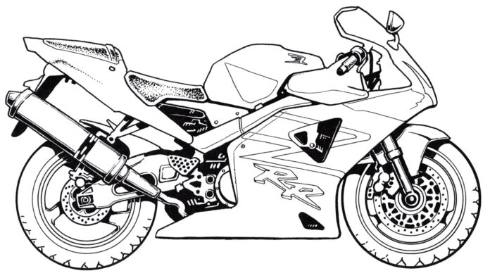 coloring book racing motorcycle on track to print