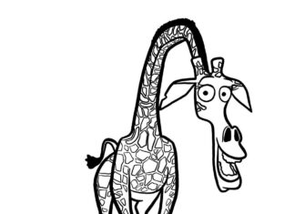 kolorowanka żyrafa melman bajka disneya madagaskar dla dzieci do druku