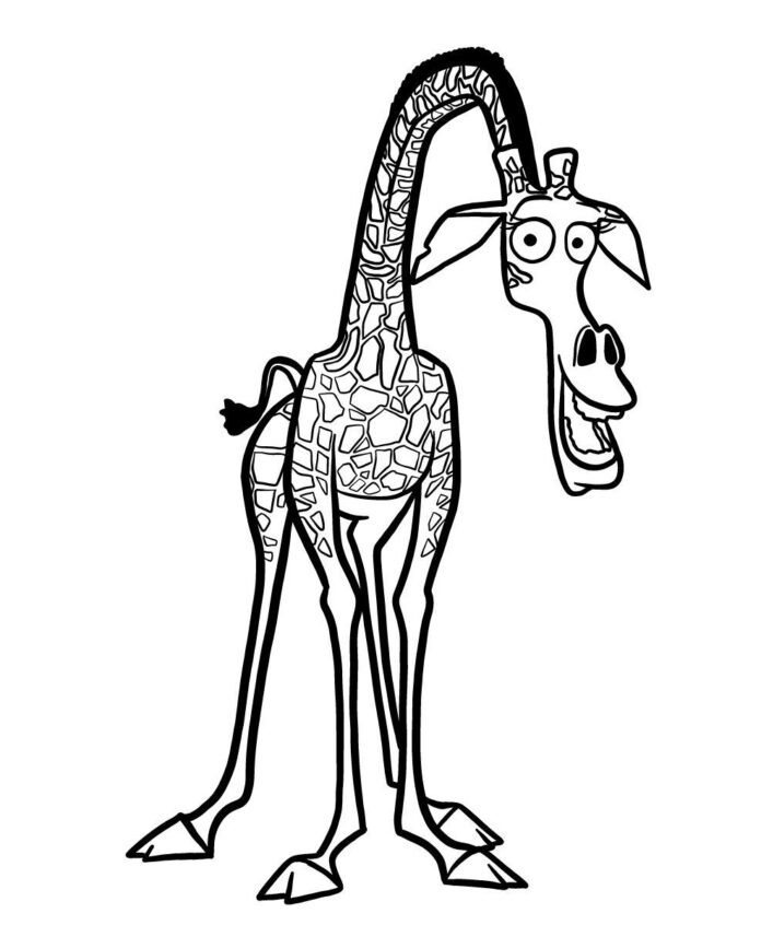 página colorida girafa melman disney conto de fadas madagascar para impressão infantil