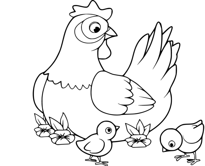 鶏とニワトリの塗り絵オンライン