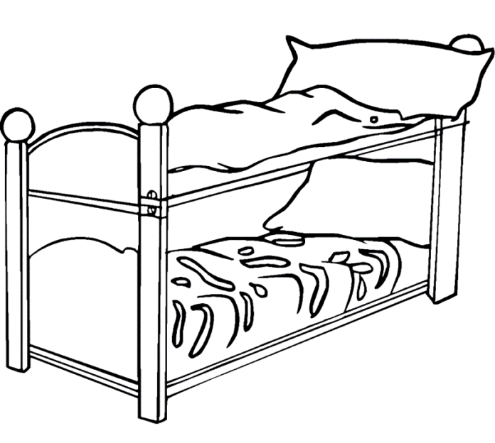 łóżko dwu piętrowe kolorowanka online