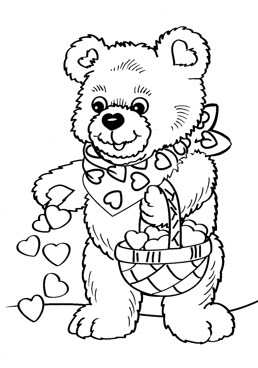 ursinho de pelúcia com corações colorindo o livro online