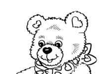 livre de coloriage en ligne "Teddy bear with hearts" (ourson avec des cœurs)