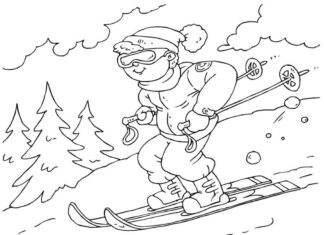 skiing coloring book to print