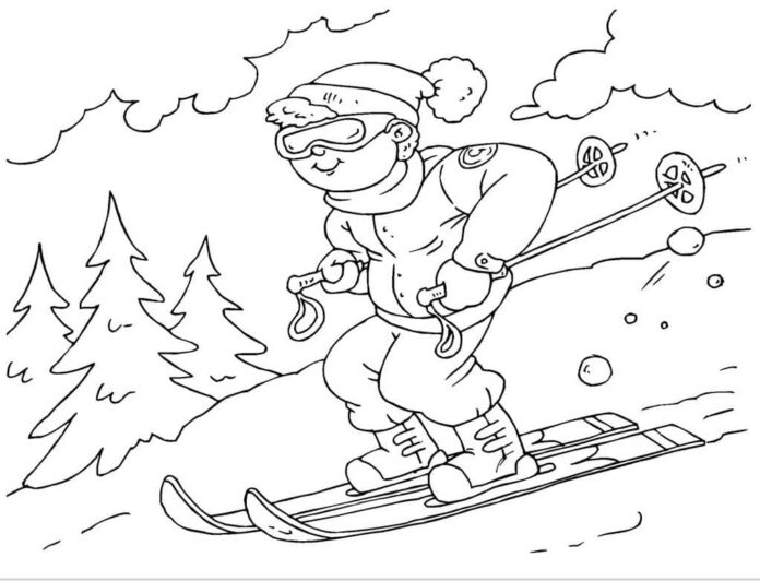 Omaľovánky na lyžovanie na vytlačenie