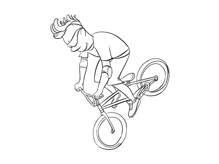 Tricks auf einem Fahrrad Malbuch zum Ausdrucken