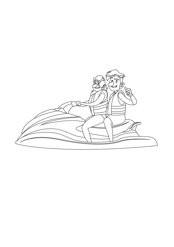 coloring page water scooter for kids