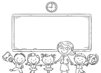 coloring page for children lesson at school