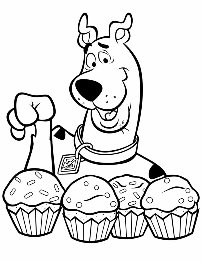 Scooby Doo jí cupcakes omalovánky online
