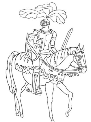 Printable and online coloring book Knight on horseback