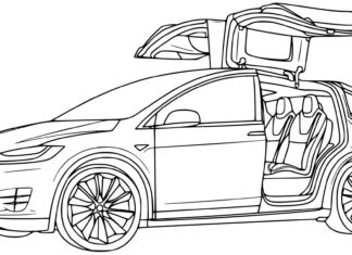 car with doors open up coloring book