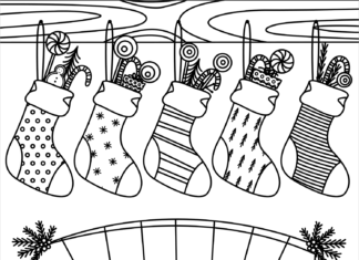 livre à colorier "chaussettes au-dessus de la cheminée" en ligne