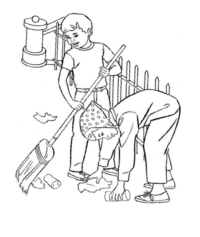 cleaning up trash coloring book online
