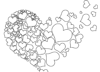 livre de coloriage en ligne avec des pochoirs en forme de cœur