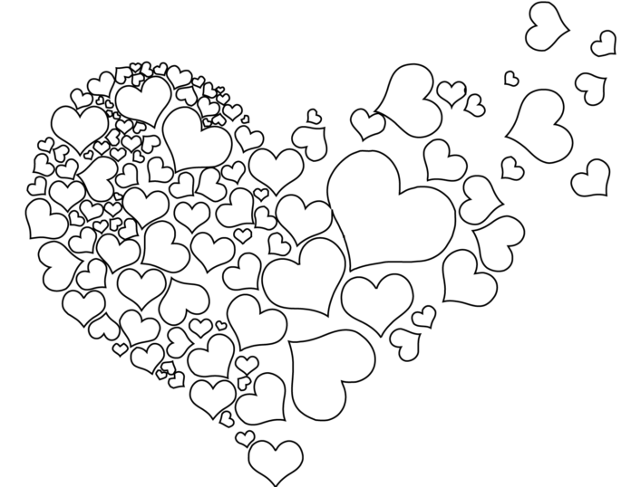 livre de coloriage en ligne avec des pochoirs en forme de cœur