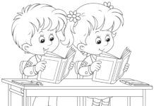 schoolboy and schoolgirl printable coloring book