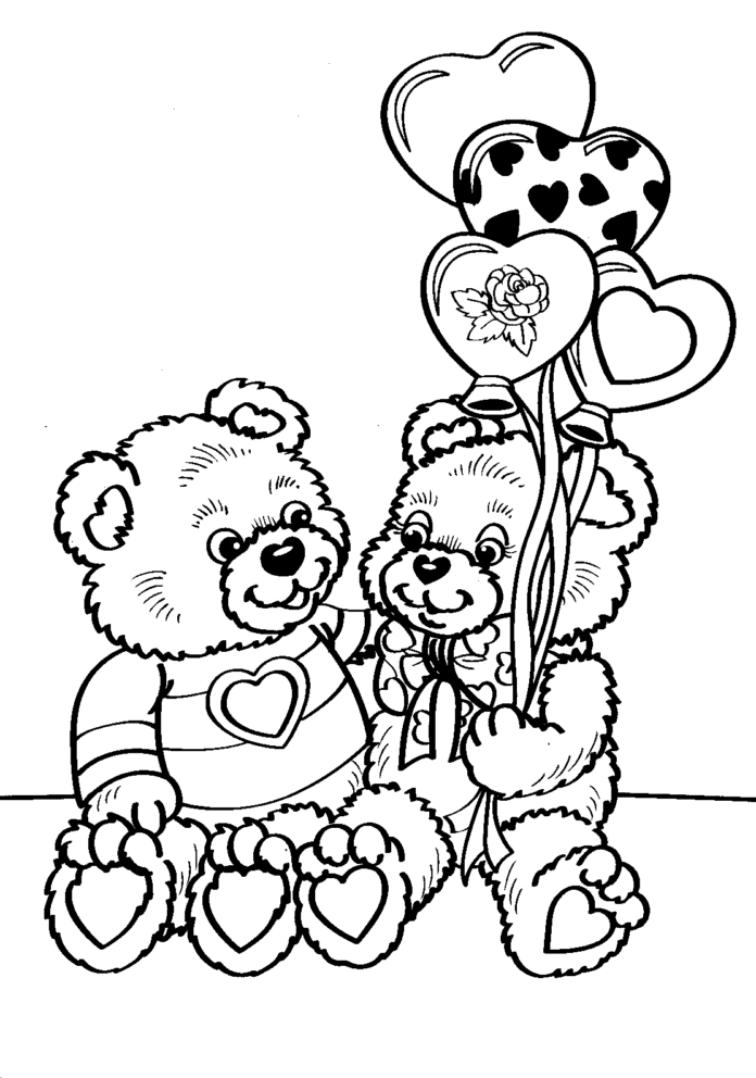 ursinhos de pelúcia apaixonados em livro de coloração online