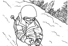 skier coloring book to print