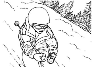 Skifahrer-Malbuch zum Ausdrucken