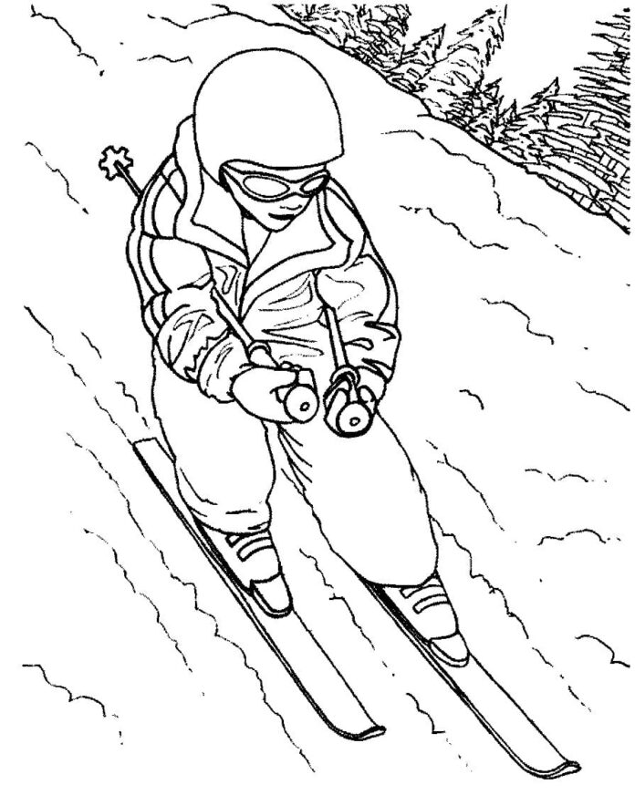 Skifahrer-Malbuch zum Ausdrucken