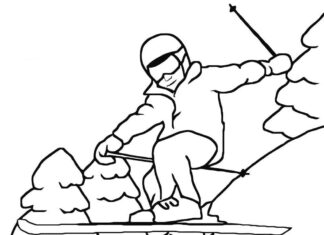 スキージャンプの塗り絵の印刷