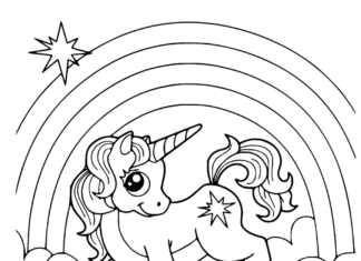 rainbow with unicorn coloring book online