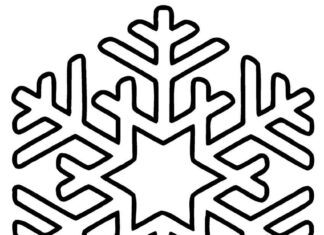 página para colorir snowflake grande imprimível e modelo online para crianças