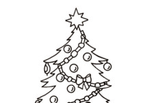 Página para colorear del árbol de Navidad para niños para imprimir en línea