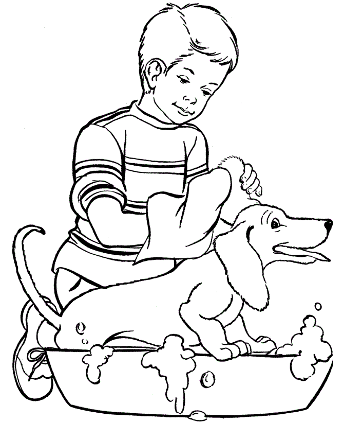 livre de coloriage en ligne pour le bain du chien