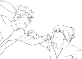Livre de coloriage en ligne Naruto et Itachi se battent