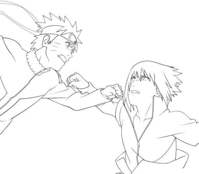 Online värityskirja Naruto ja Itachi taistelu