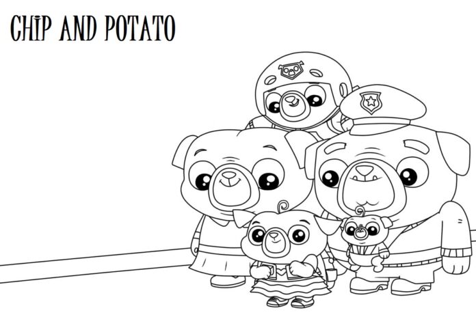 Färgbok på nätet Chip and potato för barn