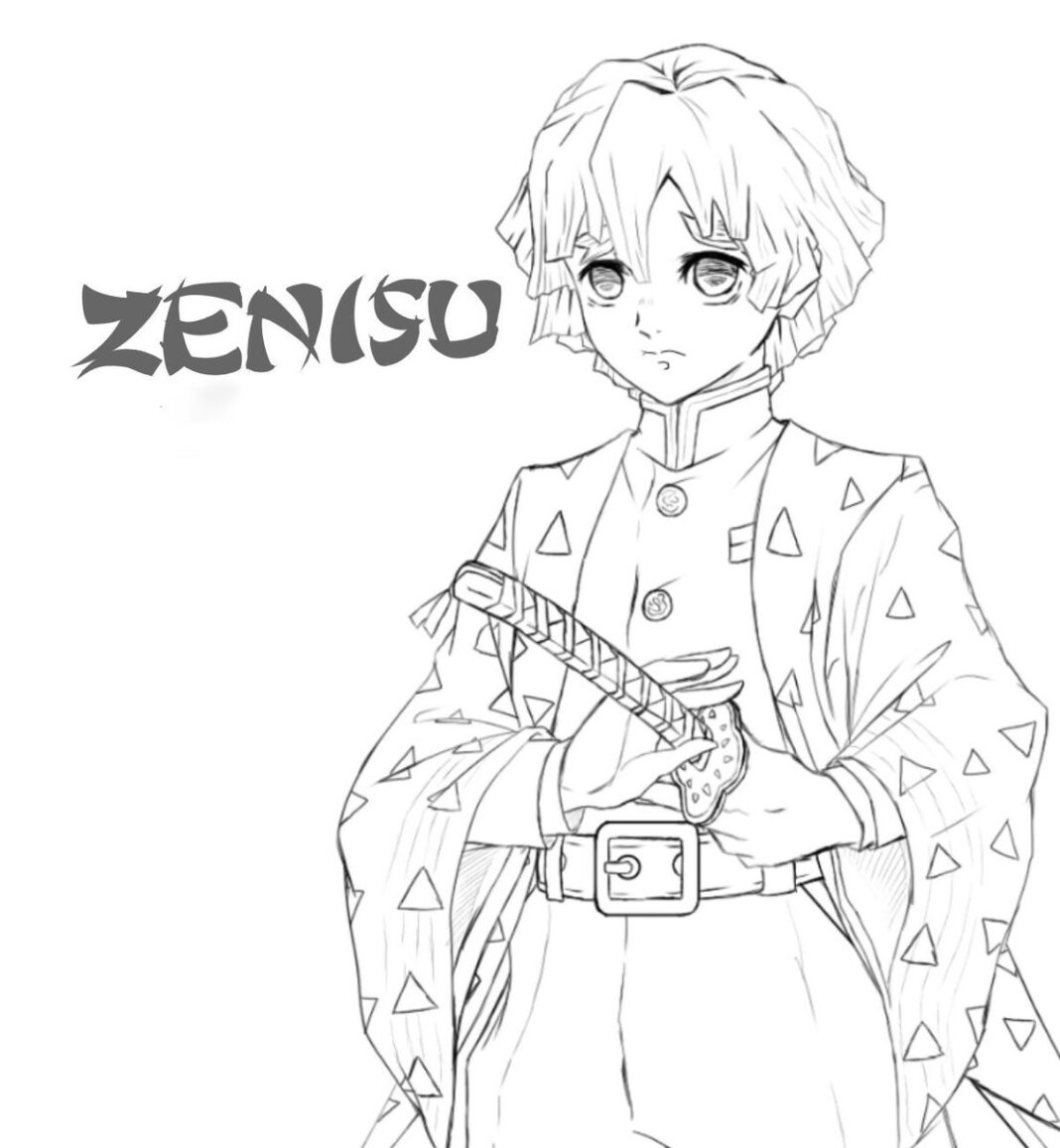 demon slayer zenitsu coloring book to print and online