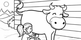 Online coloring book Milking the cow