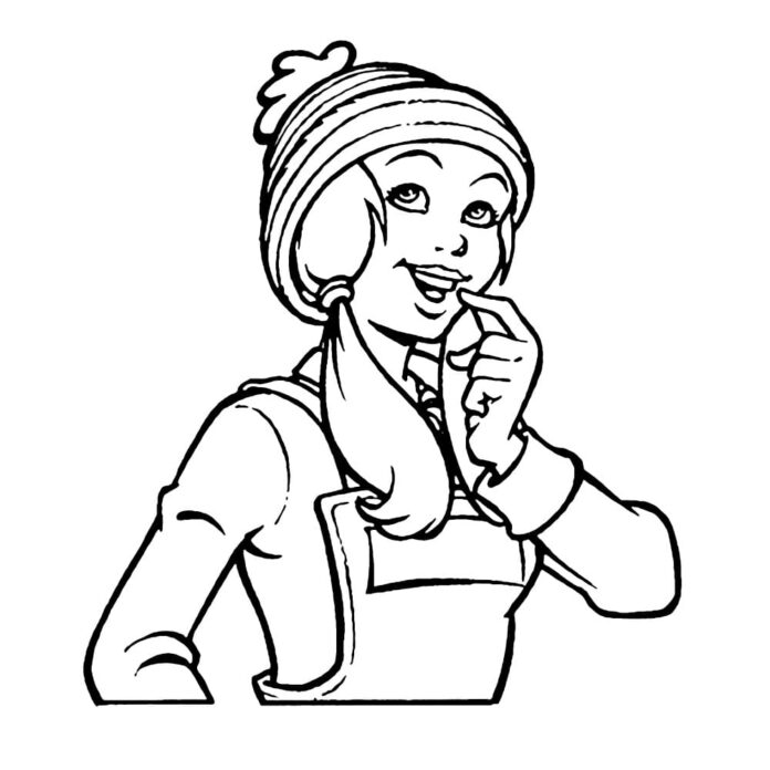 Online coloring book Girl with a hat