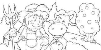 Farmer online coloring book with animals