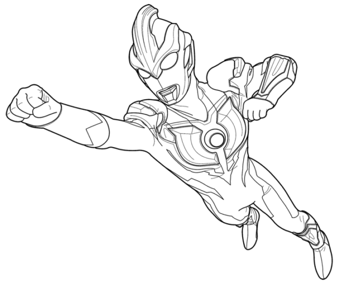 Online coloring book Flying Ultraman on a mission