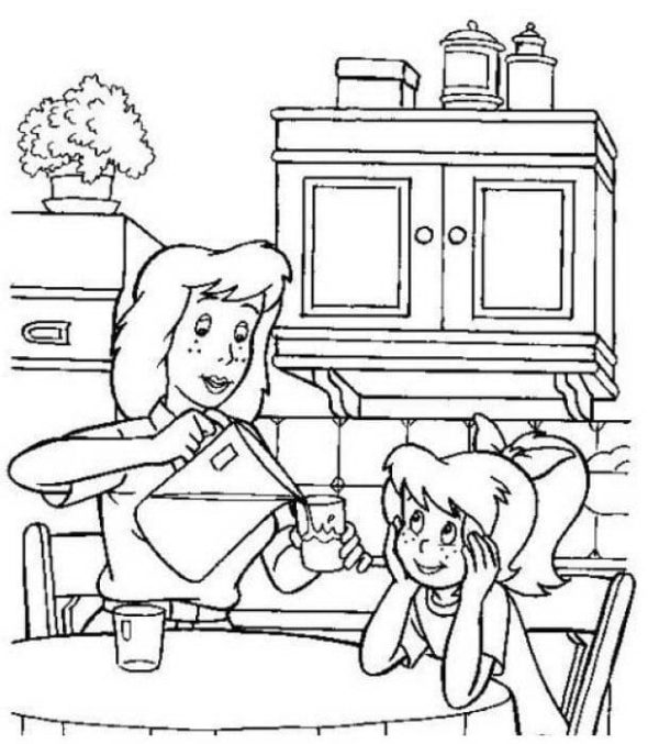 Online coloring book Mom and daughter