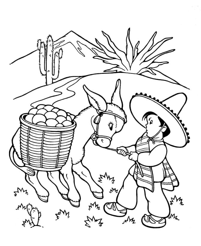 Online coloring book Donkey and the farmer