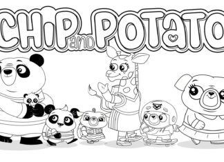 Page à colorier avec les personnages de la série télévisée pour enfants