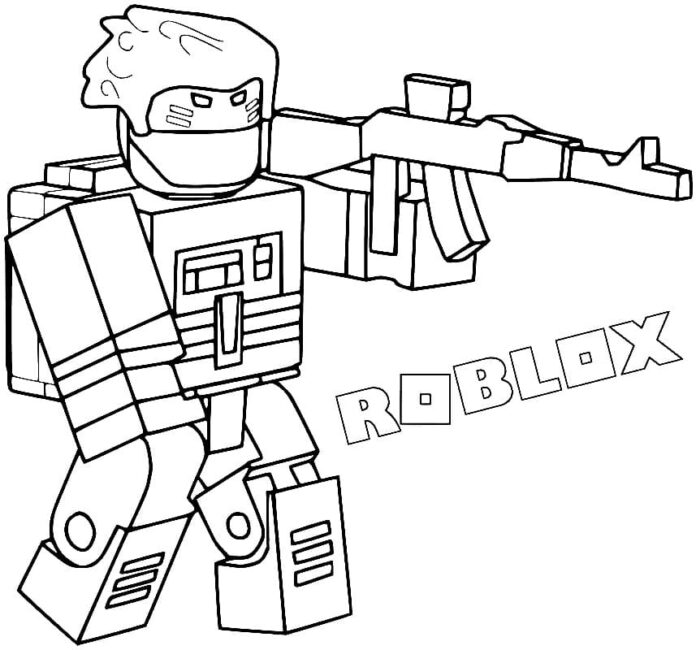 Roblox bandit with gun coloring book to print and online