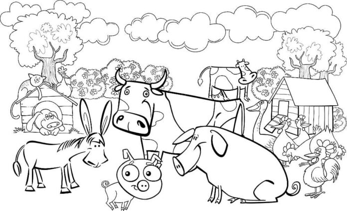 Online coloring book Rural animals