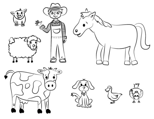 Libro da colorare online Animali della fattoria