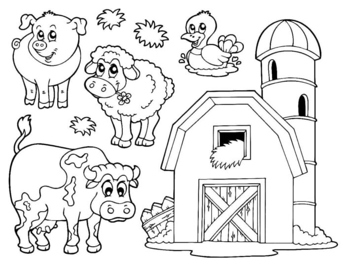Livro online de coloração de animais de fazenda