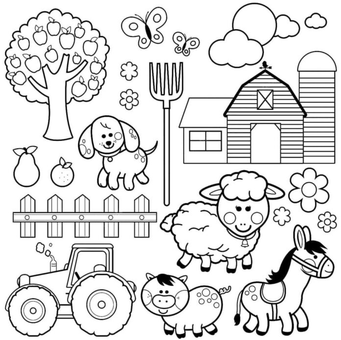 Bauernhoftiere Online-Malbuch