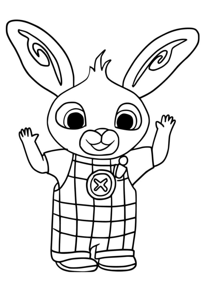 Coloring book bunny bing from cartoon for kids to print and online